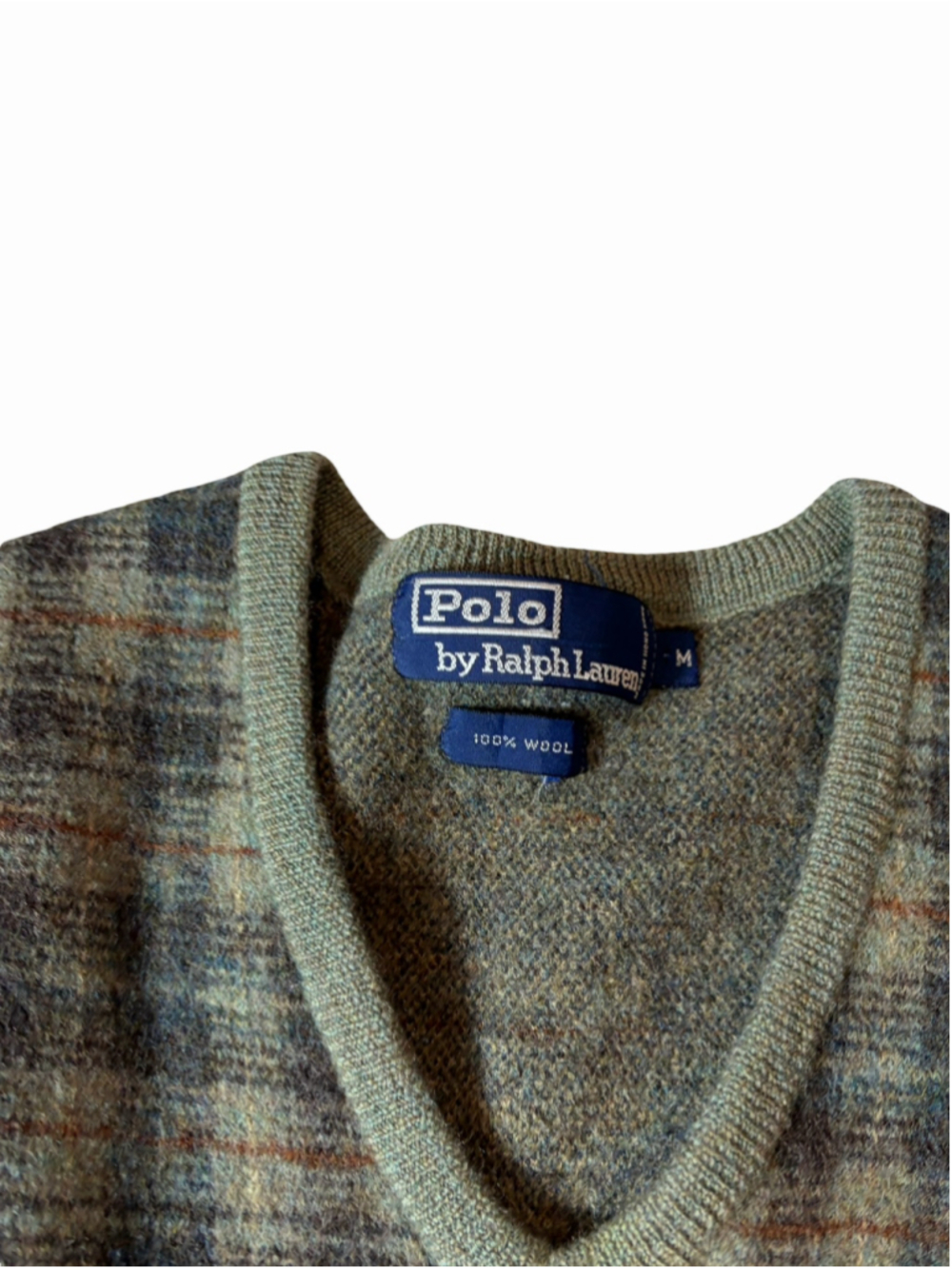 Polo Ralph Lauren Vintage 100% Wool Plaid Sweater Vest Medium Academia read - Picture 3 of 5